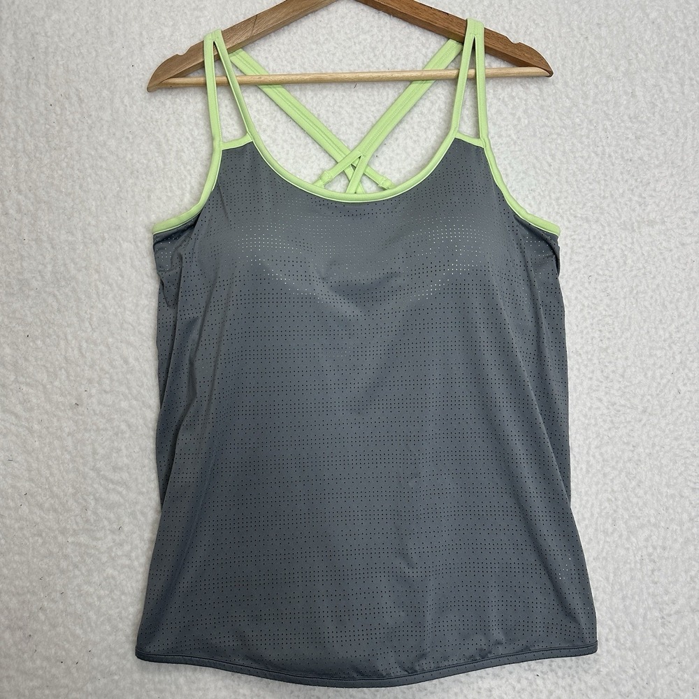 Athleta Top Strappy Tank Top Medium Color Gray Green Size Large